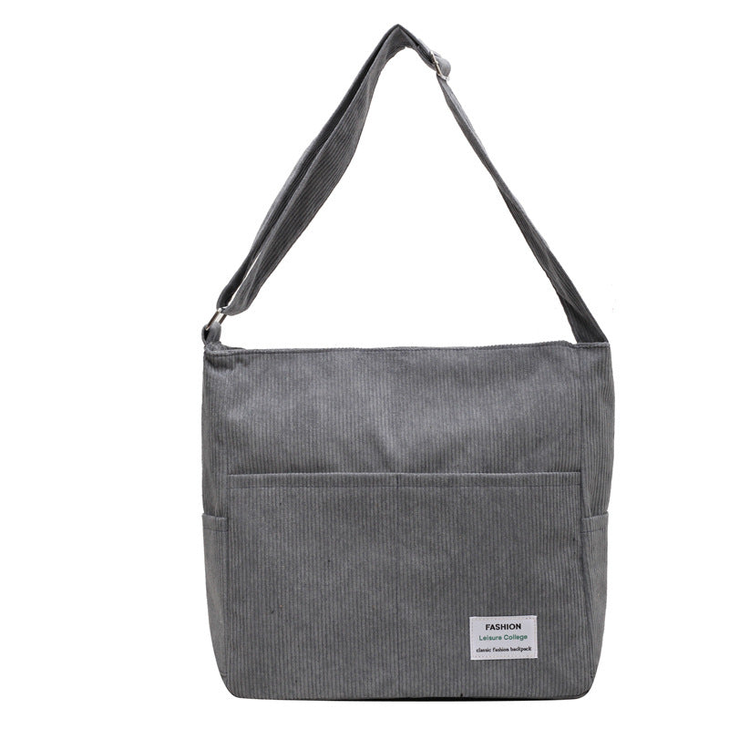 Solid Color Corduroy Crossbody Bag