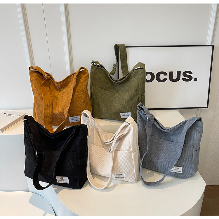Solid Color Corduroy Crossbody Bag