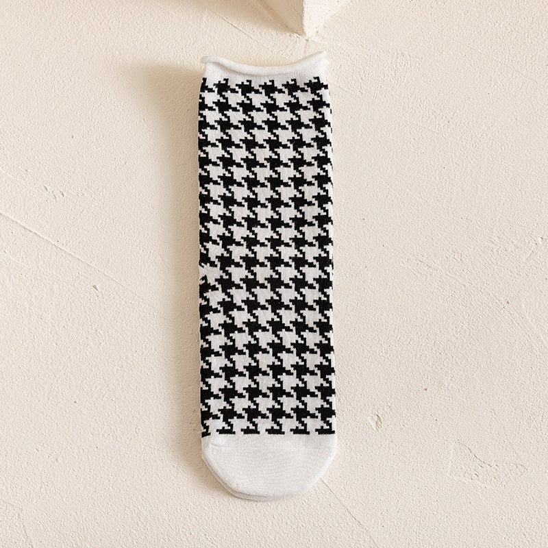 Rufia - Hip-Hop Classic Black and White Cow Print Striped Socks