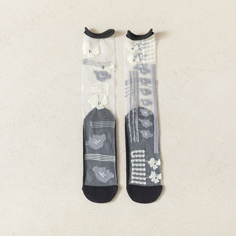 Rufia- Artistic Pattern Sheer Summer Socks