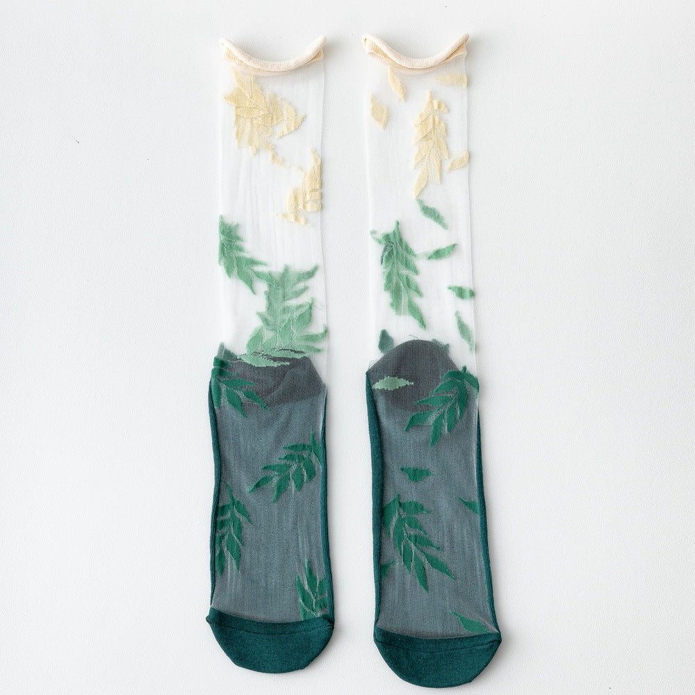 Rufia - Asymmetrical Pattern Sheer Socks