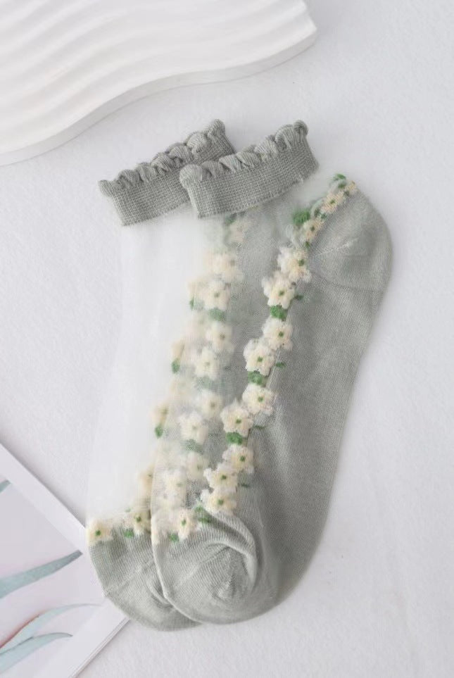 Rufia - Floral Short Ankle Sheer Socks