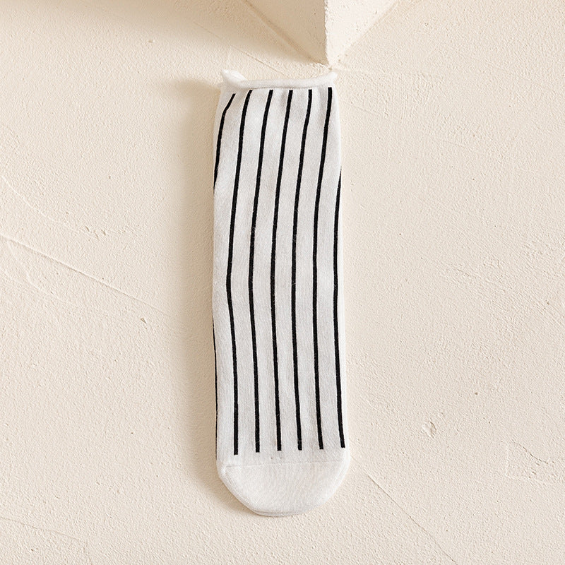 Rufia - Hip-Hop Classic Black and White Cow Print Striped Socks
