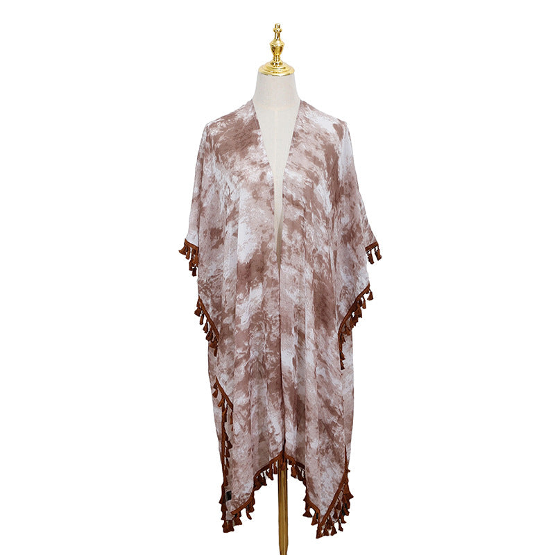 Scarvii Summer Beach Bikini Shawl Top shown with a focus on the shawl style