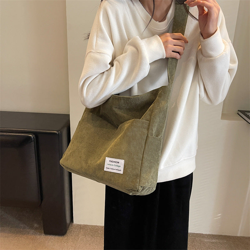 Solid Color Corduroy Crossbody Bag