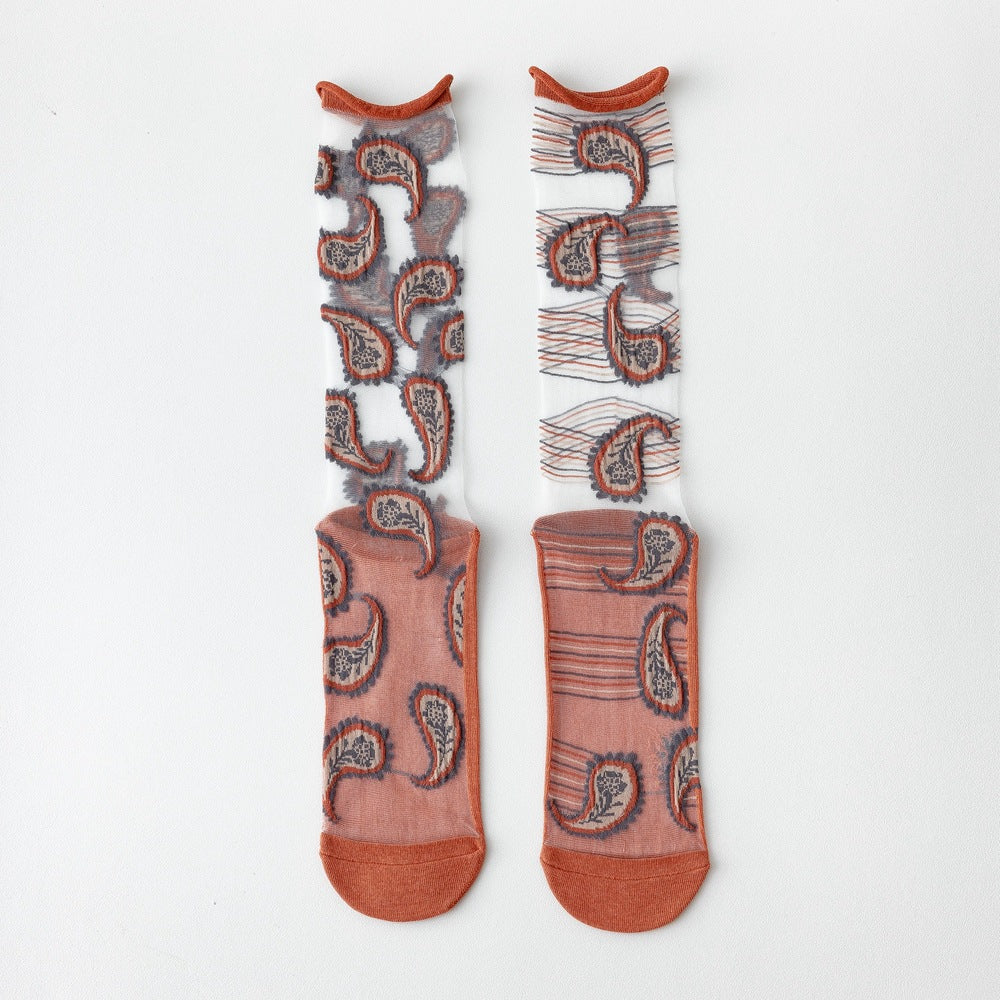 Rufia - Asymmetrical Pattern Sheer Socks