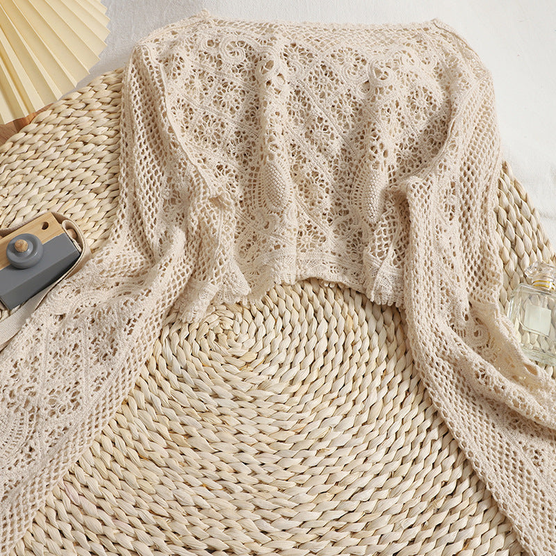 Crosa Bohemian Crochet Hollow Out Long Sleeve Cardigan alternate product view