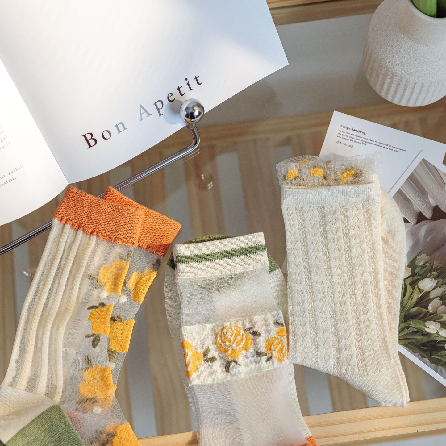 Rufia - 6 Pairs Rose Summer Socks