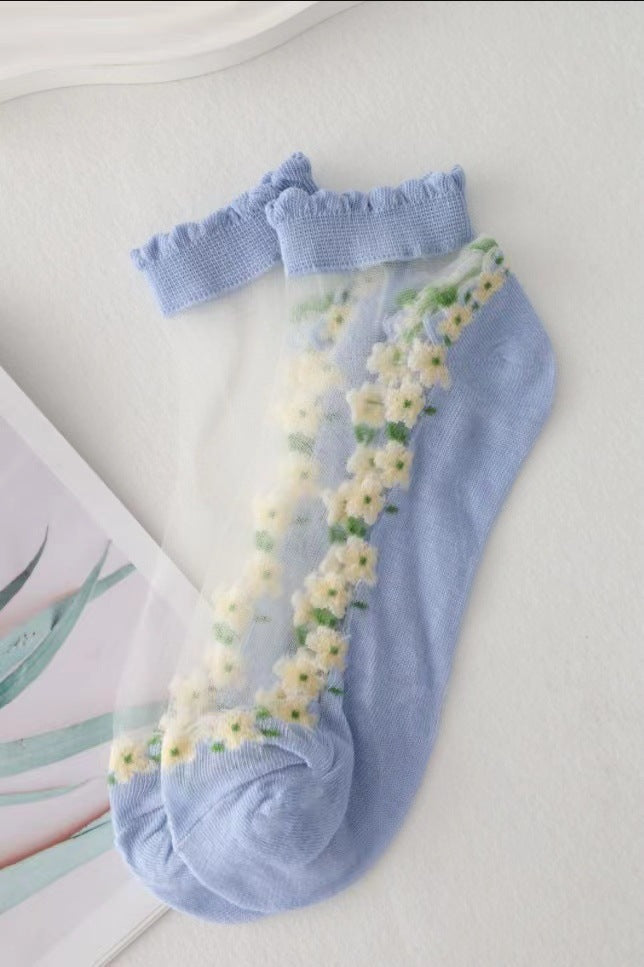 Rufia - Floral Short Ankle Sheer Socks