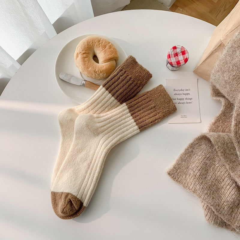 Rufia - Colorblock Plush Thickened Warm Socks