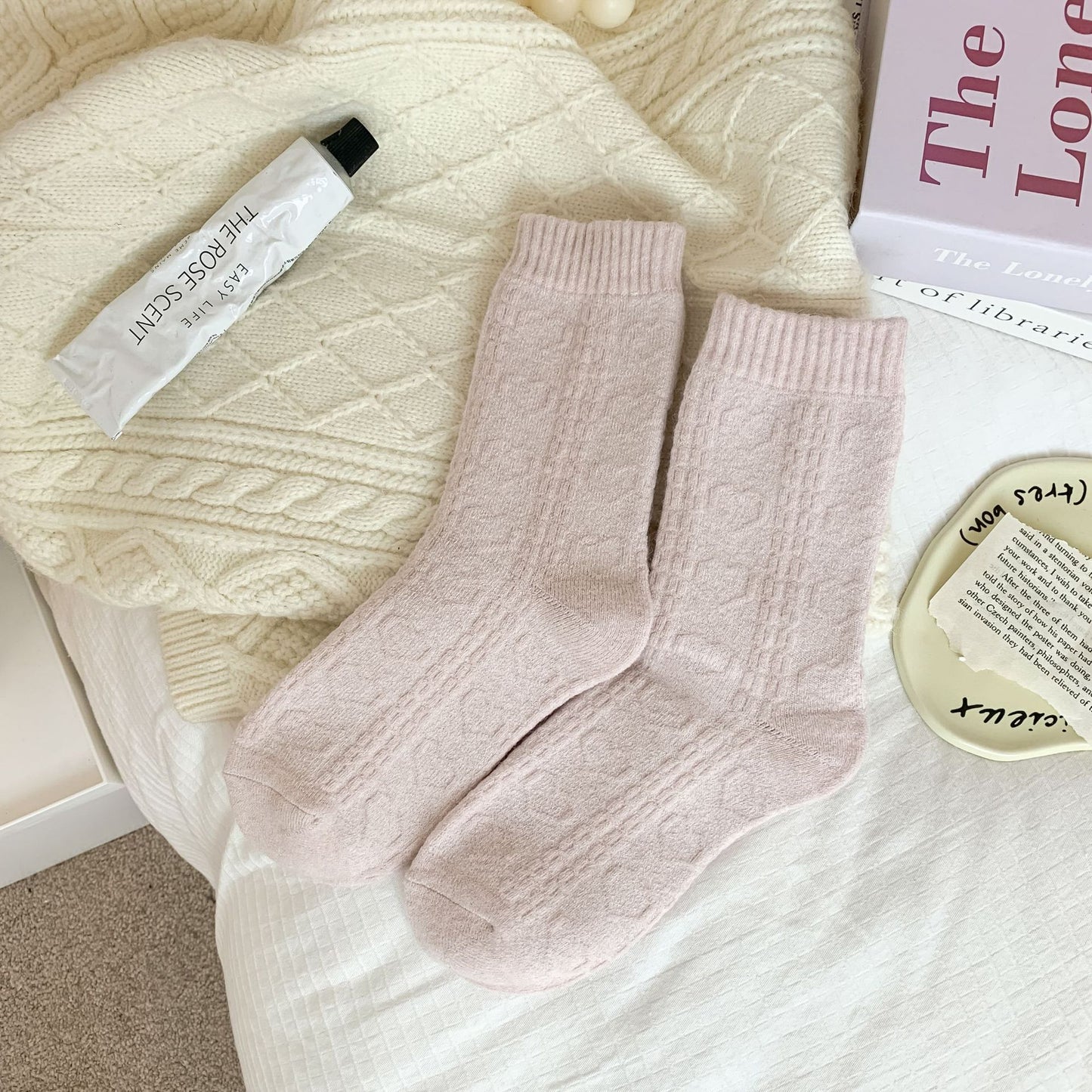 Rufia - Pastel Green & Pink Winter Socks