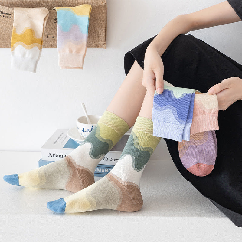 Rufia -Morandi Color Gradient Patchwork Socks