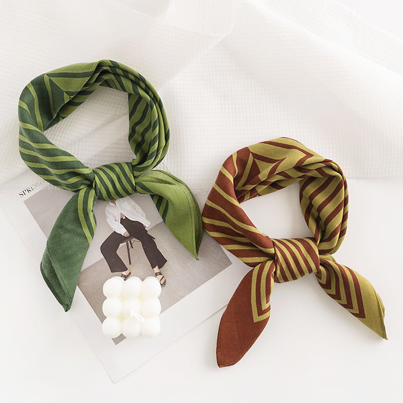 Scarvii - Contrast Stripe Colorful Square Scarf