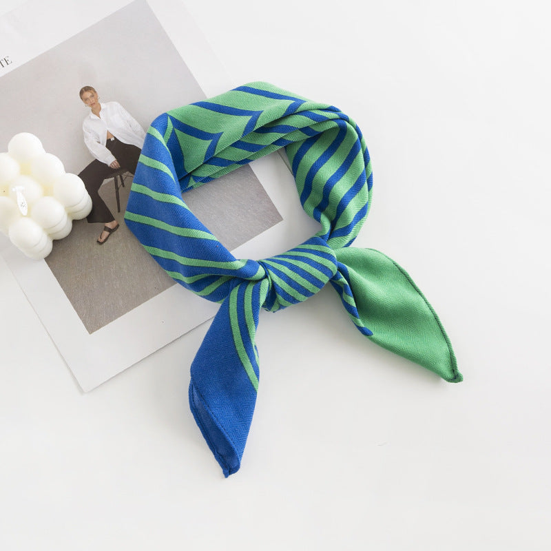 Scarvii - Contrast Stripe Colorful Square Scarf