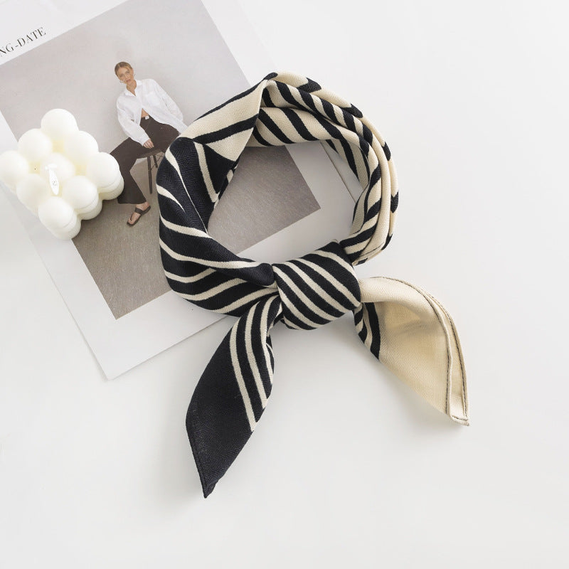 Scarvii - Contrast Stripe Colorful Square Scarf