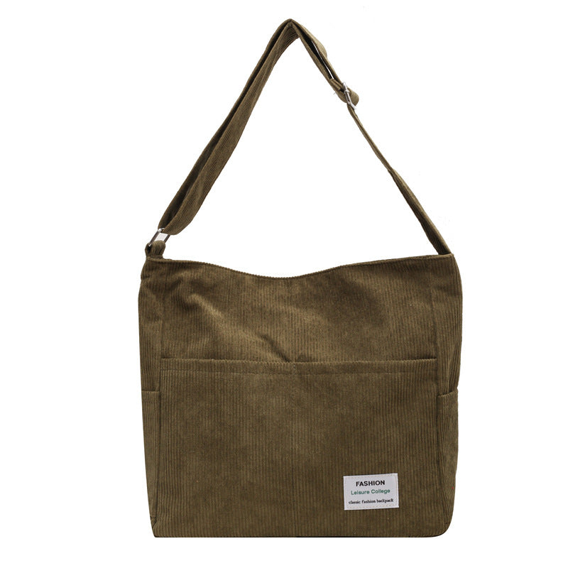 Solid Color Corduroy Crossbody Bag
