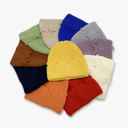 Haila - Solid Color Distressed Frayed Knitted Hat for Women