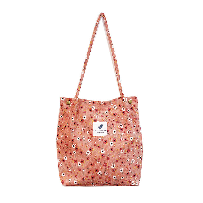 Printed Corduroy Canvas Tote Bag