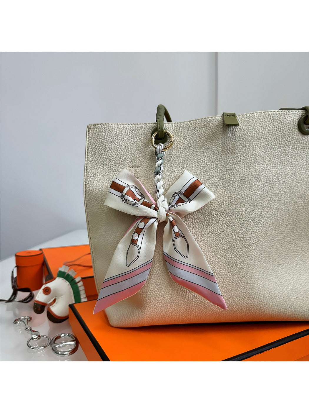 Koco Elegant Bow Bag Charm showing bow detail and ribbon detail