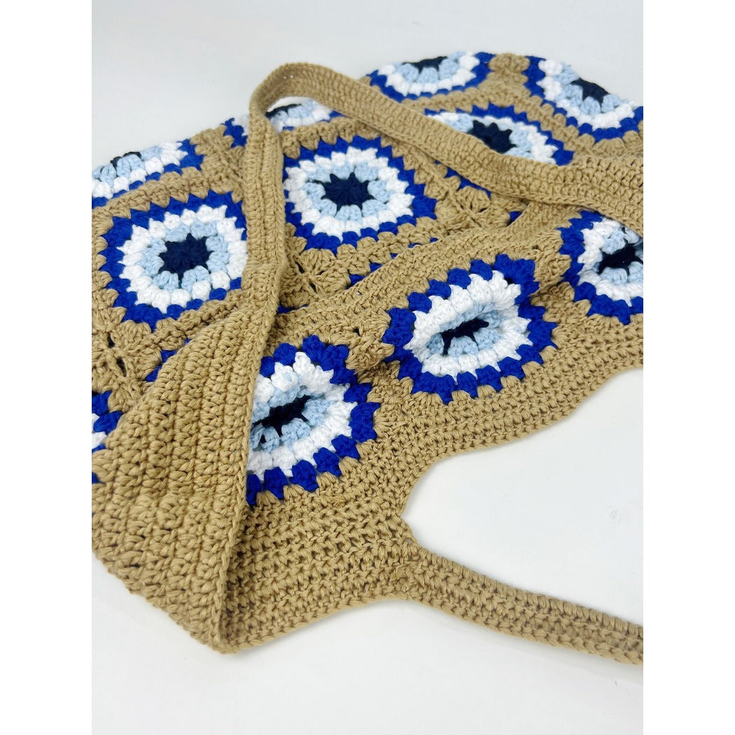 Cosbai - Handwoven Shoulder Bag – Coffee & Blue