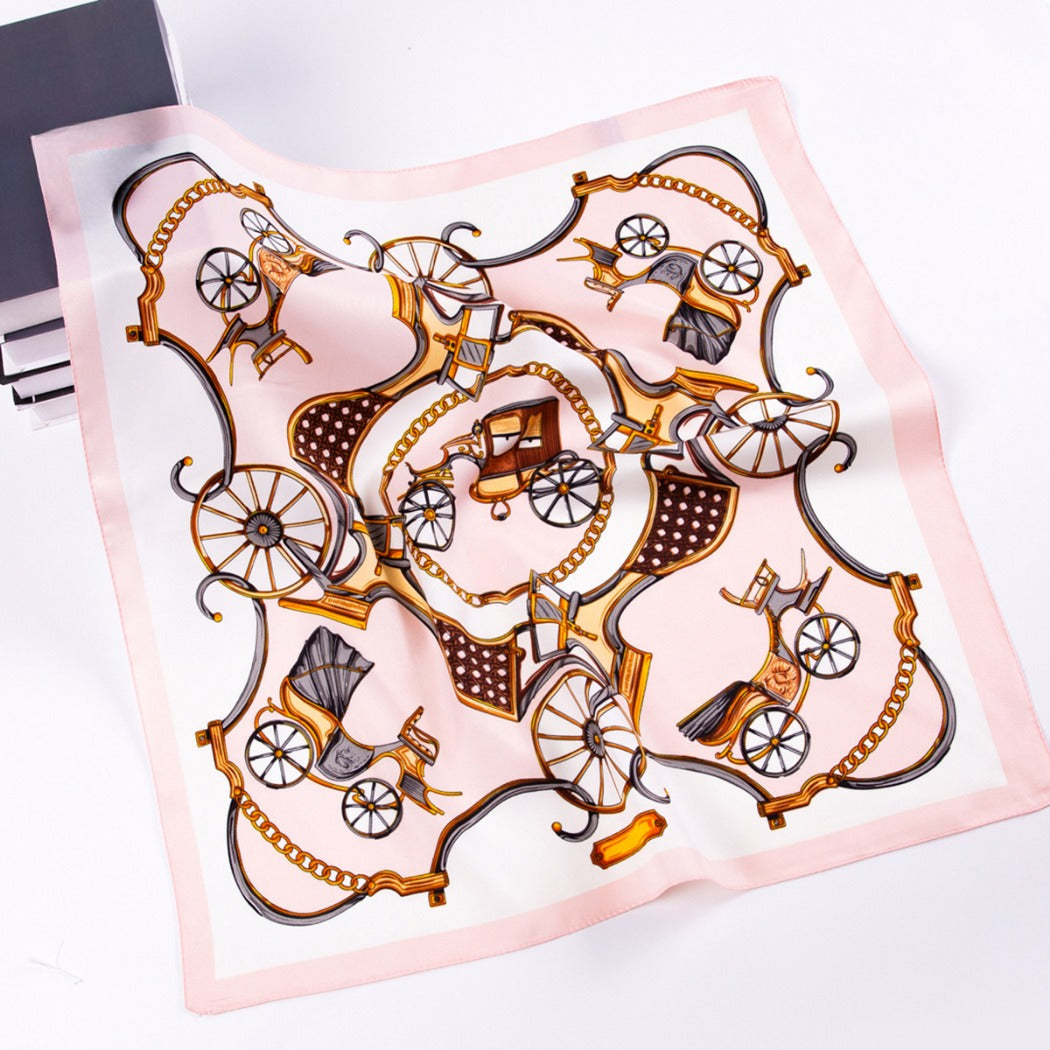 Scarvii - Pumpkin Carriage Print Square Scarf - Vintage & Playful