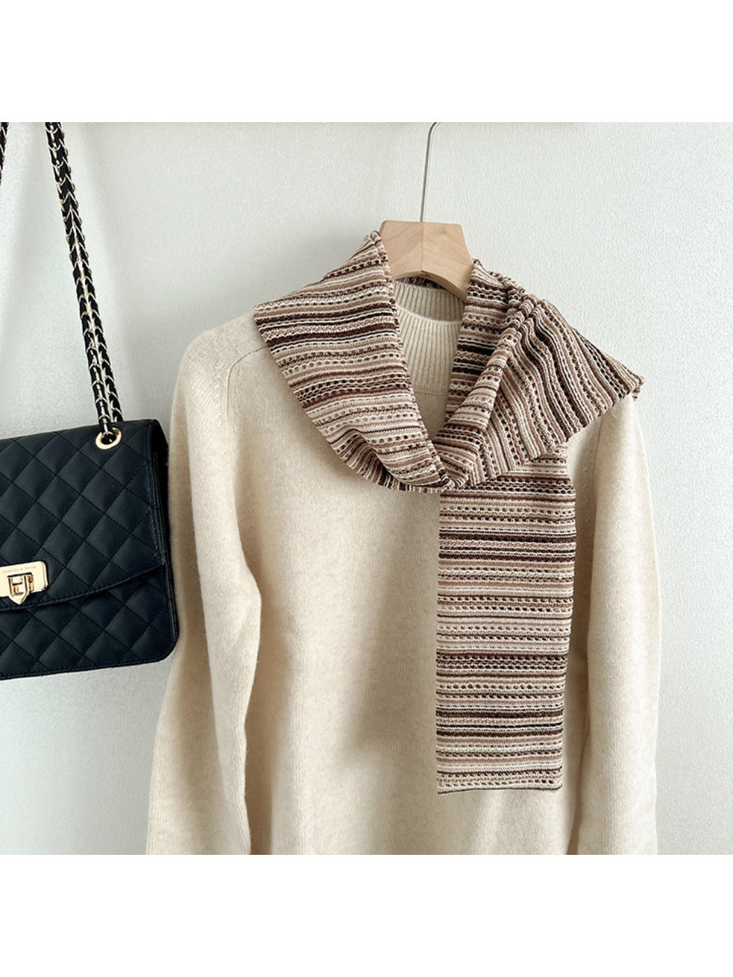 Scarvii - Winter Couple's Openwork Striped Scarf