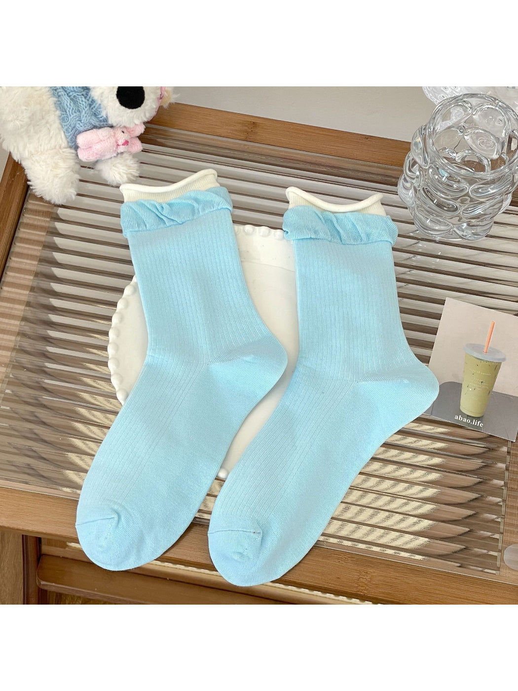 Rufia - Soft Ribbed Ruffle Crew Socks