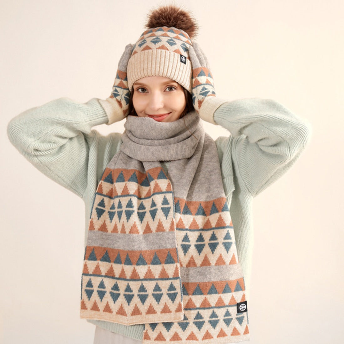 Valentine's Day 3-Piece Set: Knitted Hat, Scarf, and Gloves