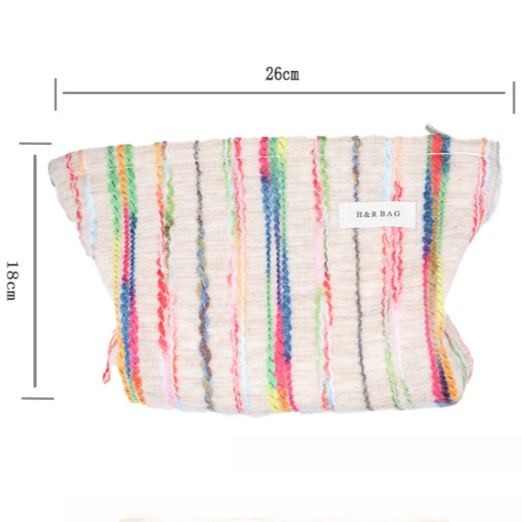 Cosbai - Beige Boho Crochet Makeup Pouch With Zipper