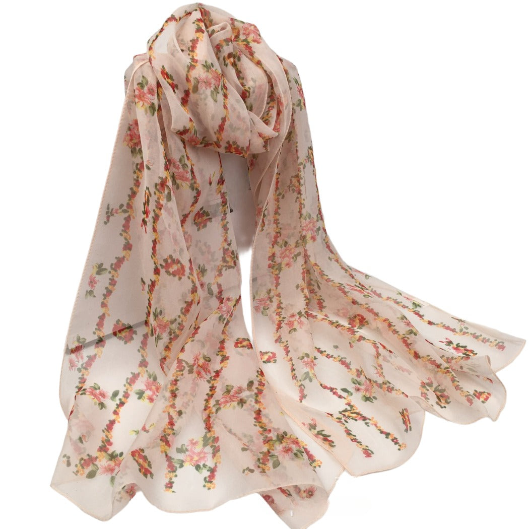 Scarvii - Vines Flower Print Scarf - Cool & Soft