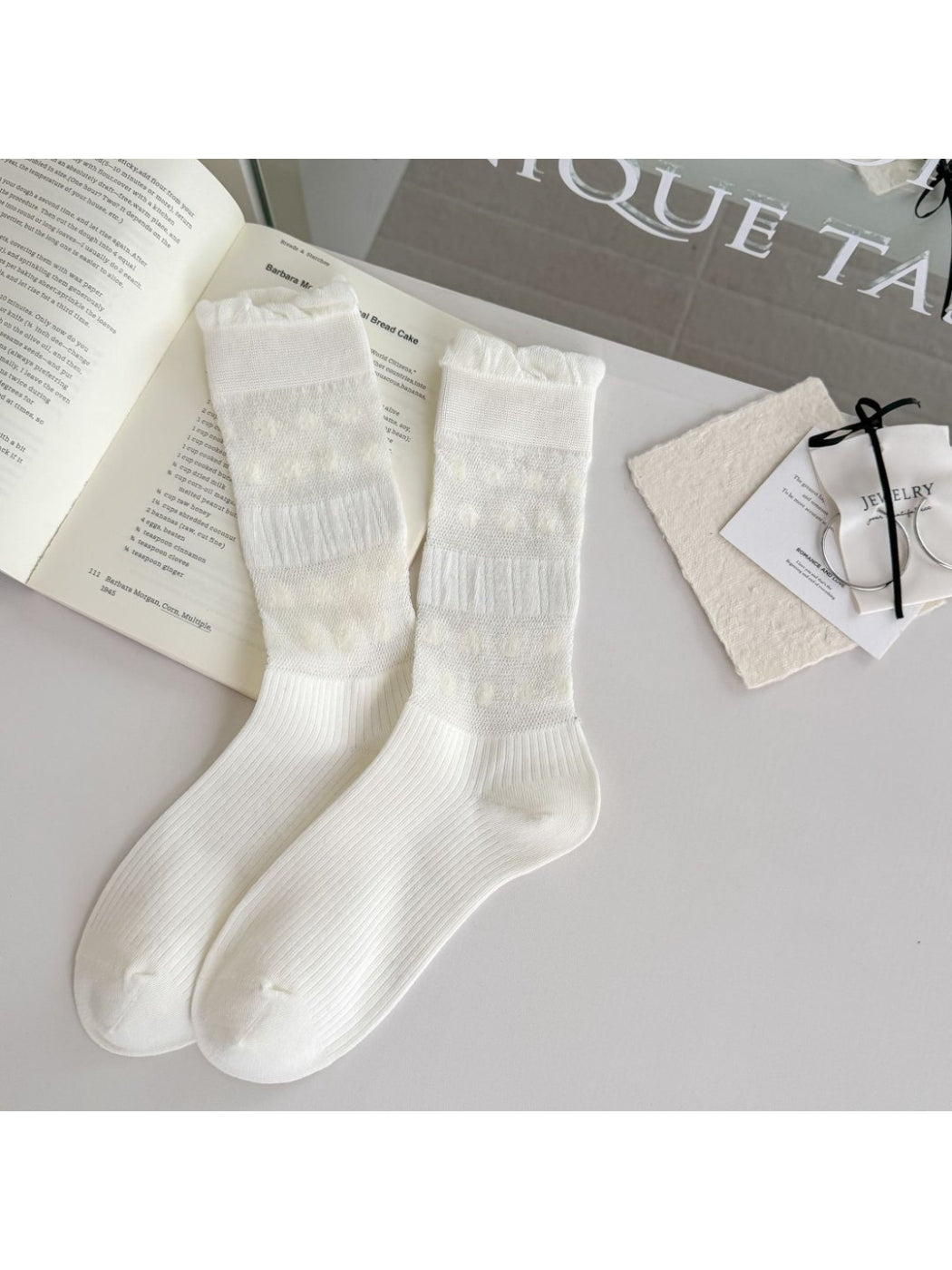 Rufia - Dot Texture Ruffle Cuff Crew Socks product image 9