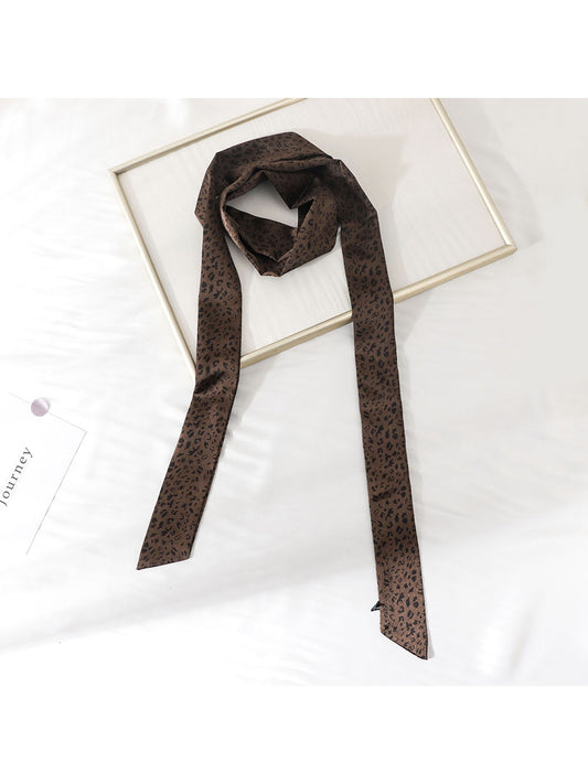 Scarvii - Leopard Print Long Skinny Scarf