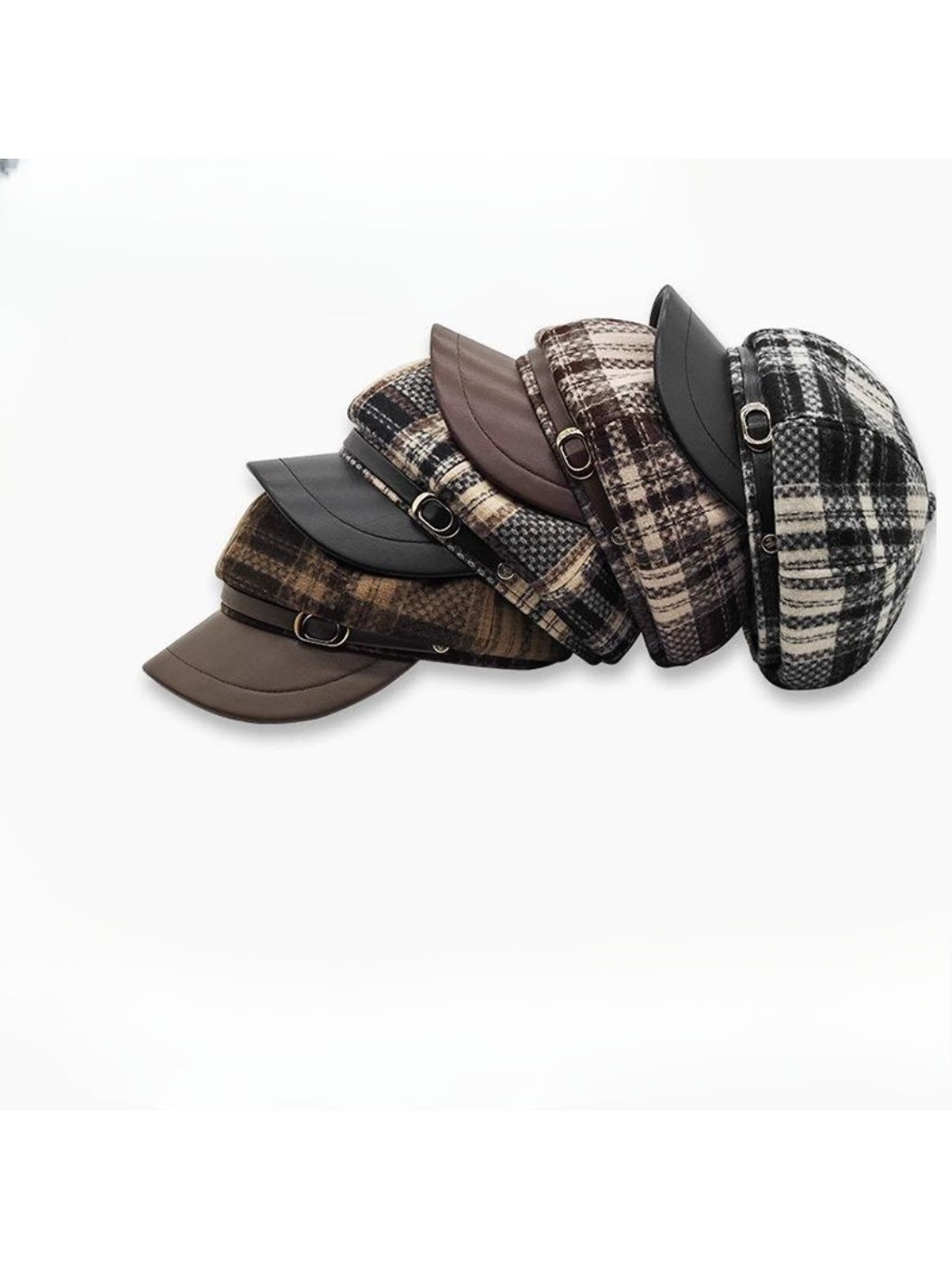 Haila - Plaid Buckle Detail Visor Hat