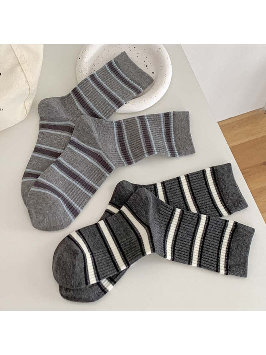 Rufia - Striped Sporty Mid-Calf Socks for Women