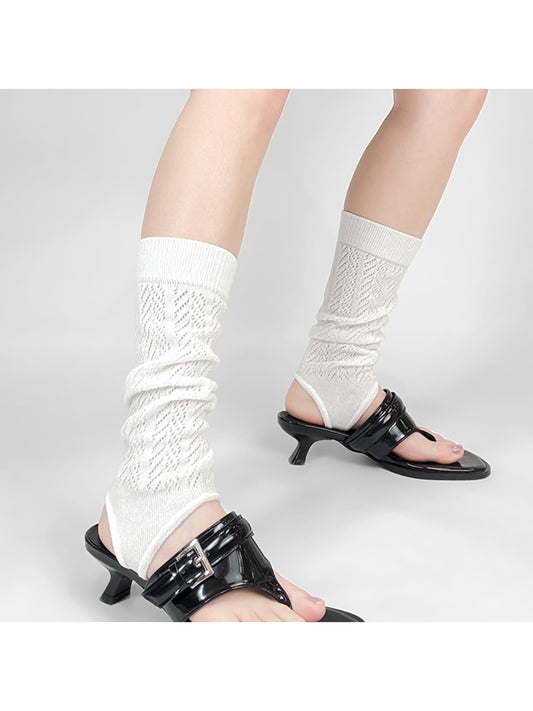 Cozyra - Solid Openwork Stirrup Leg Warmers