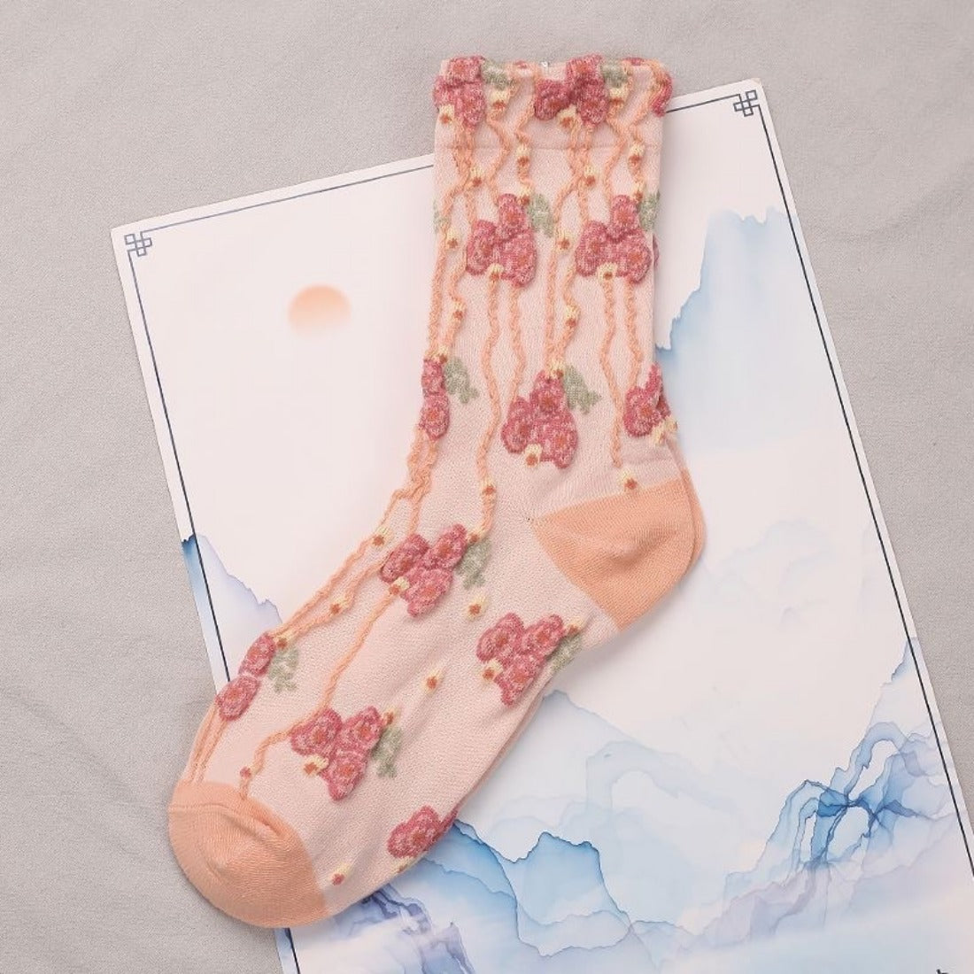 Rufia - Orange Embossed Women's Socks