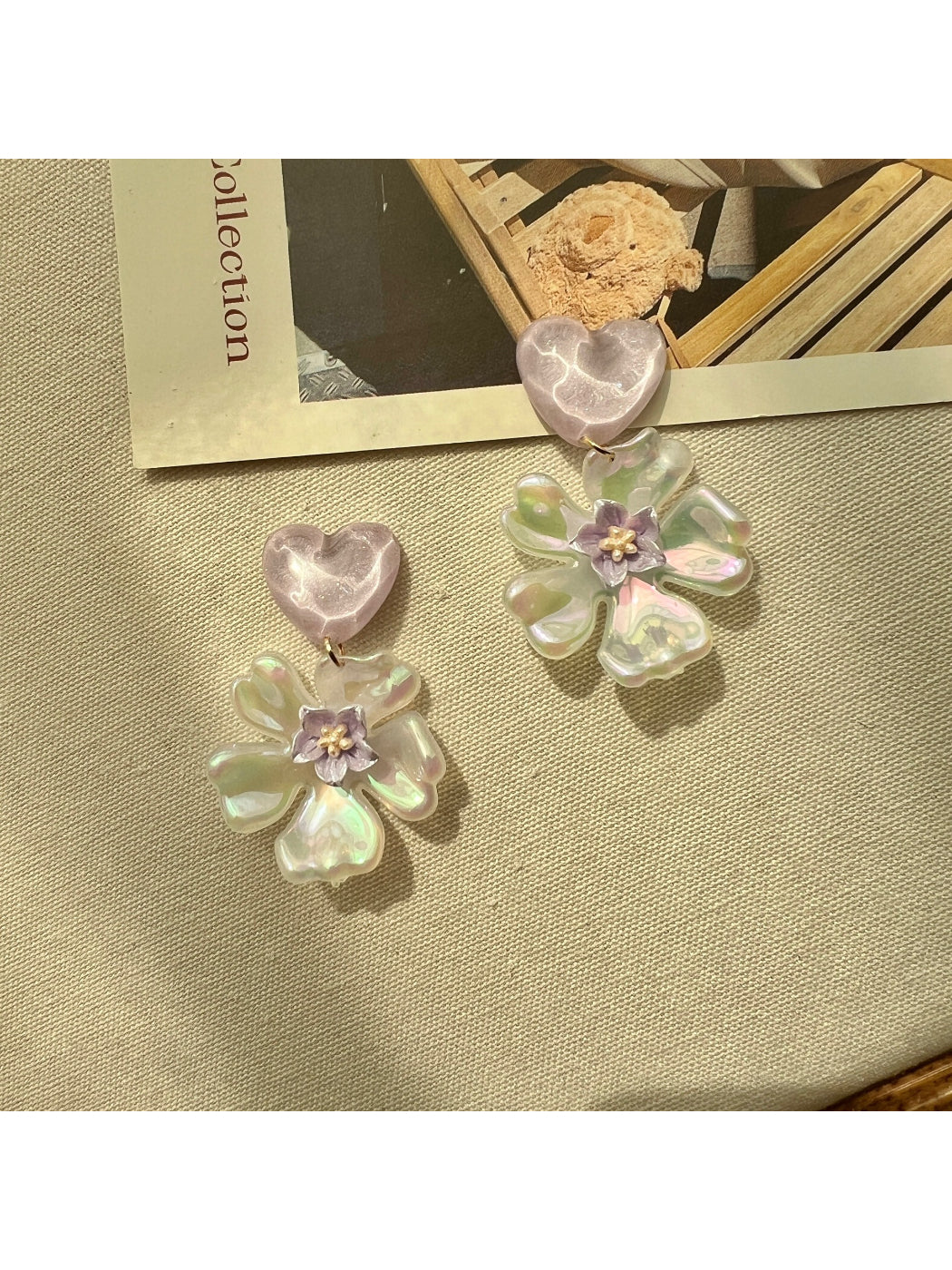 Earwish - Heart Flower Statement Earrings