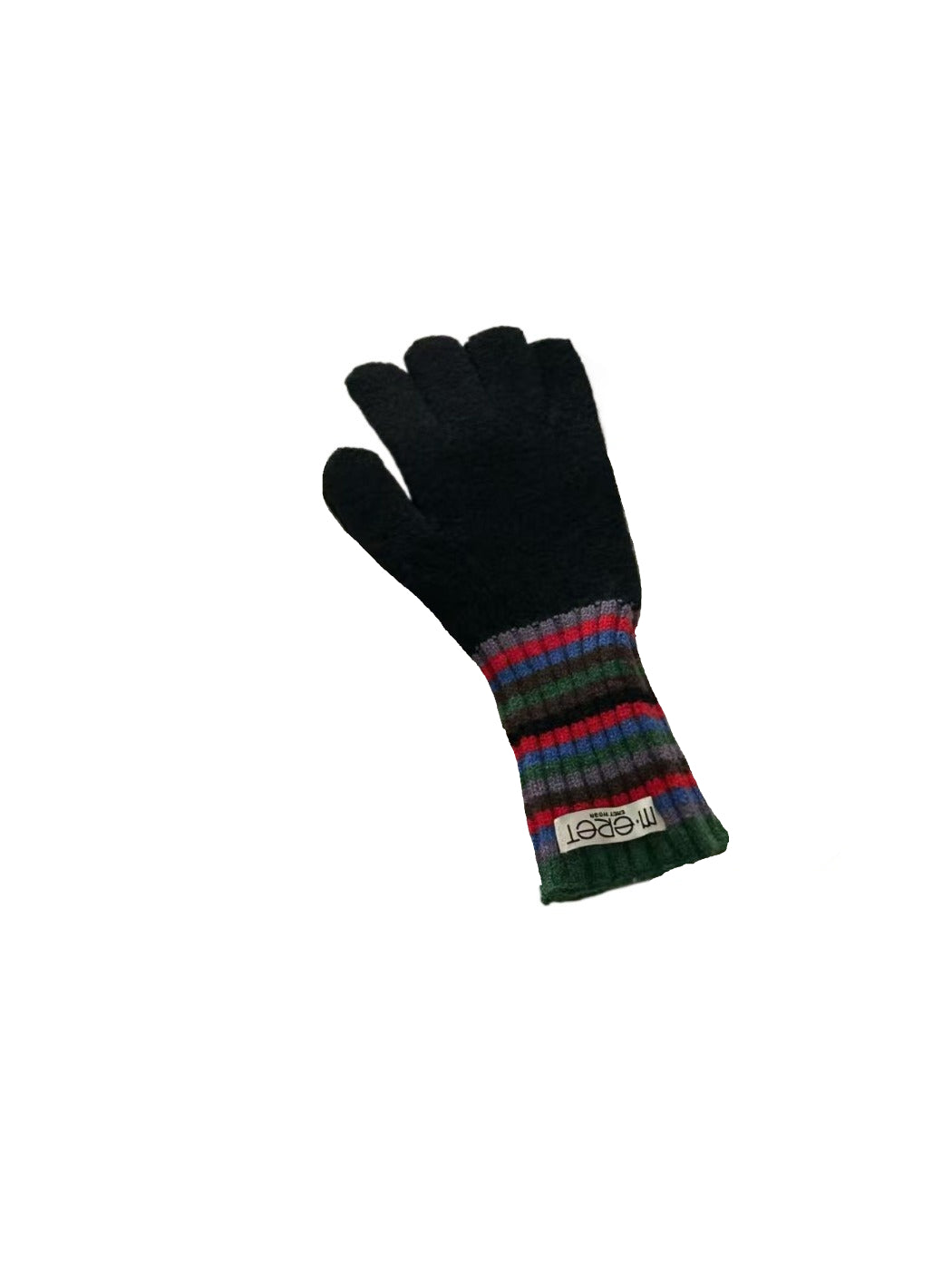 Gloving - Full-Cover Knitted Gloves with Rainbow Color-Block Stripe