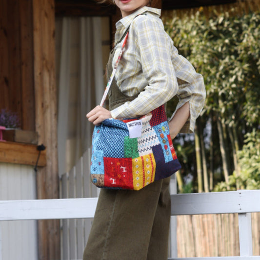 Cosbai - Patchwork Crossbody Bag - Large & Unique