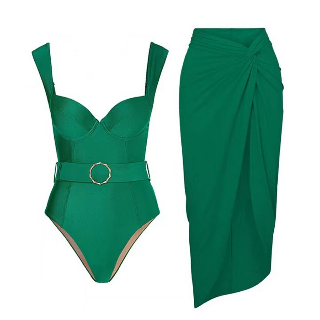 Secy - Green Sexy One-Piece Swimsuit Set