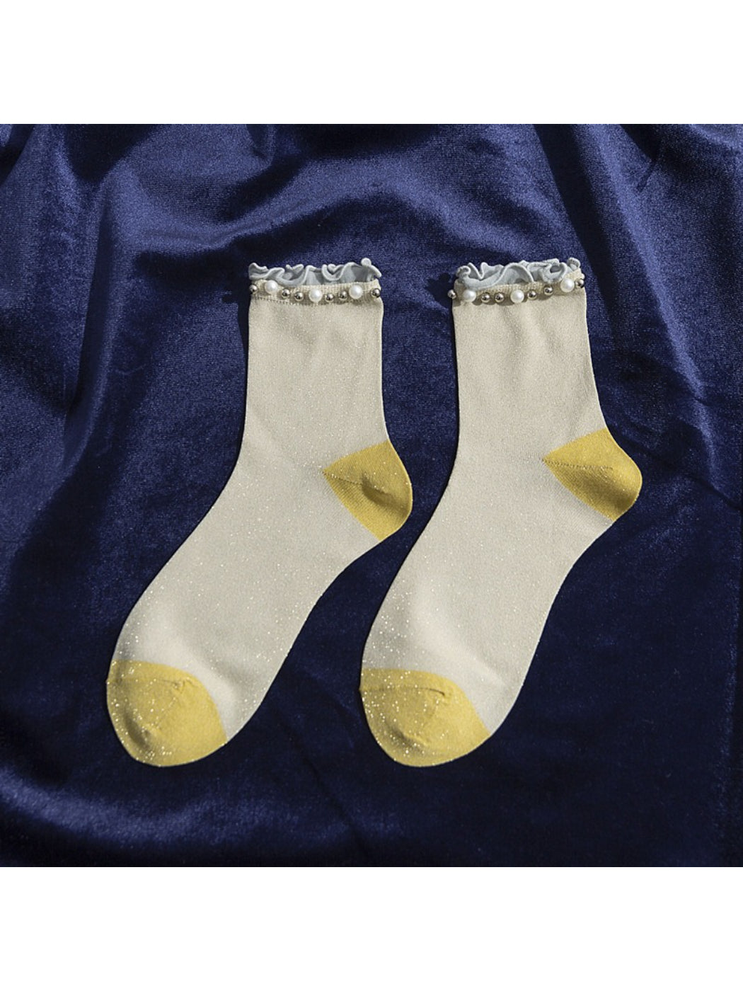 Rufia - Beaded Ruffle Cuff Crew Socks