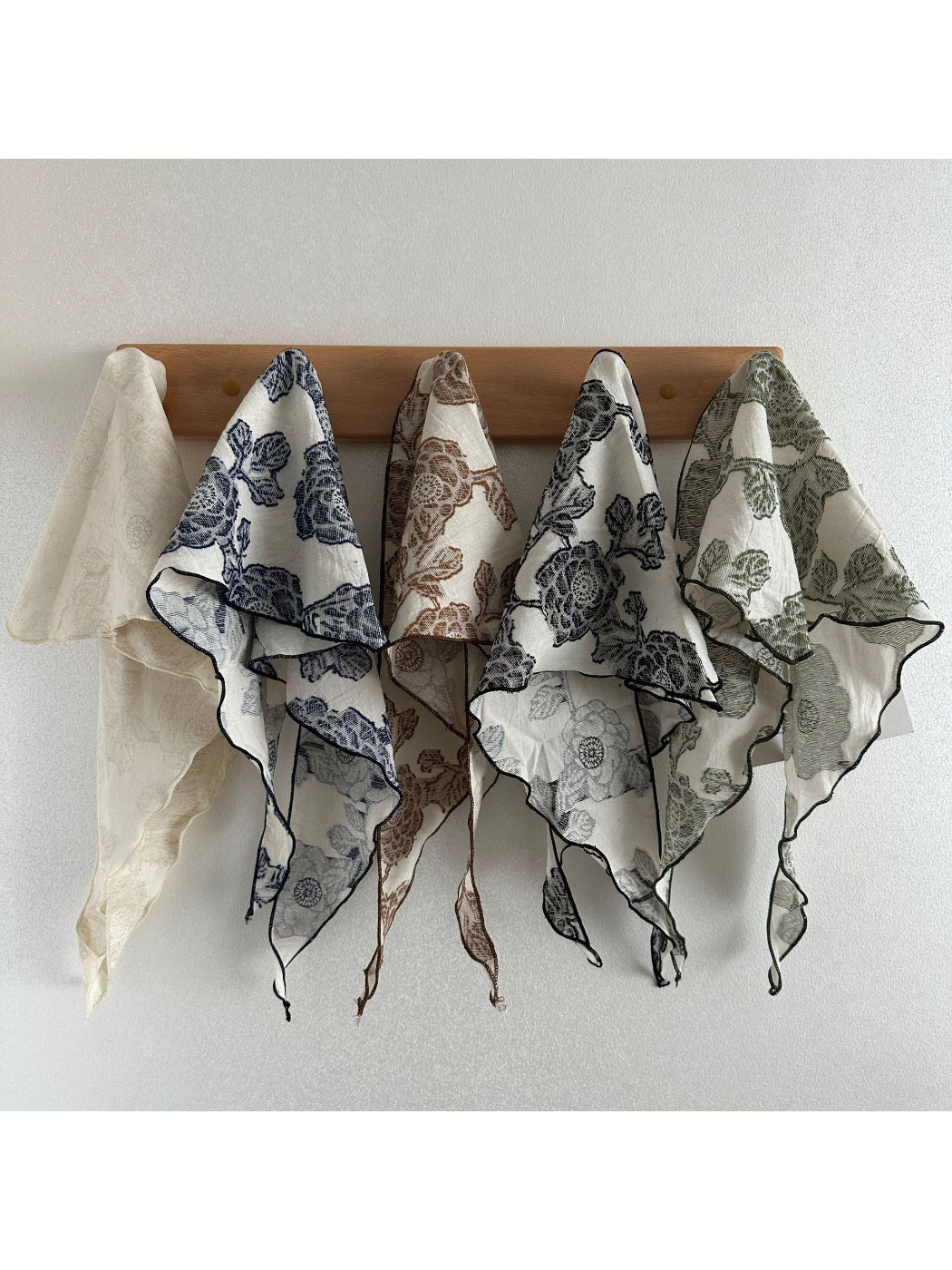 Scarvii elegant lace print neck scarf paired with casual outfit on model