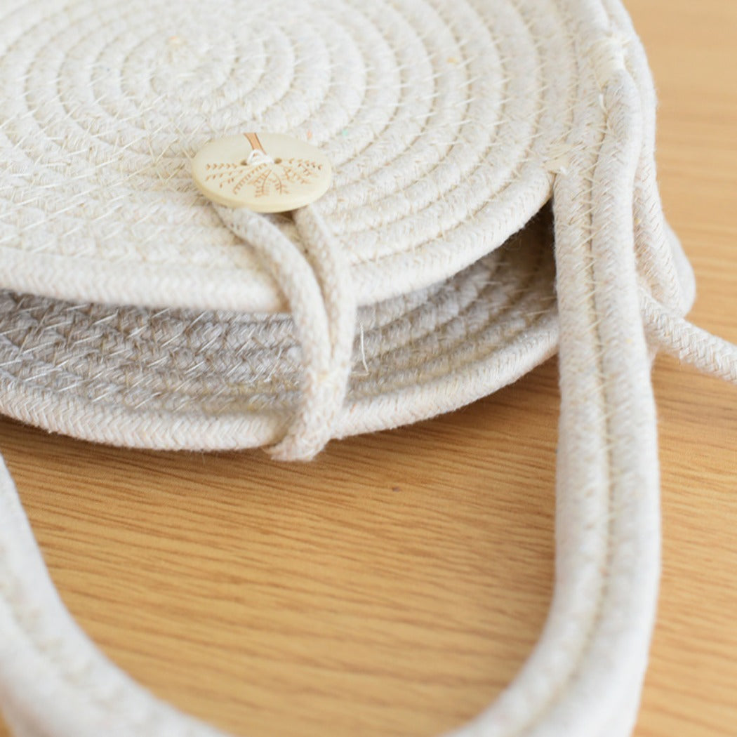 Cosbai - Boho Woven Tote Bag with Button Closure