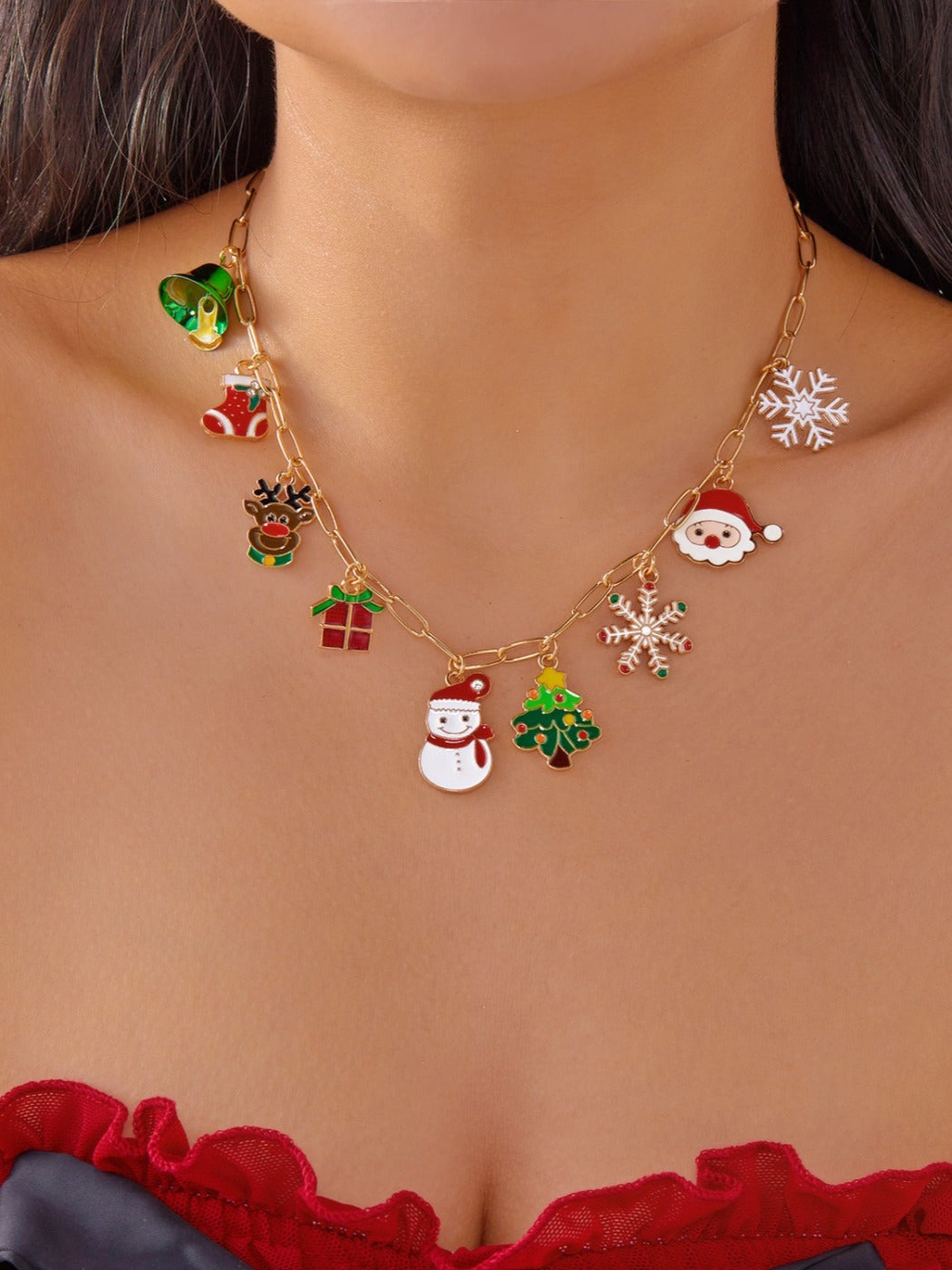 Bauai - Christmas Enamel Pendant Chain Necklace Bracelet