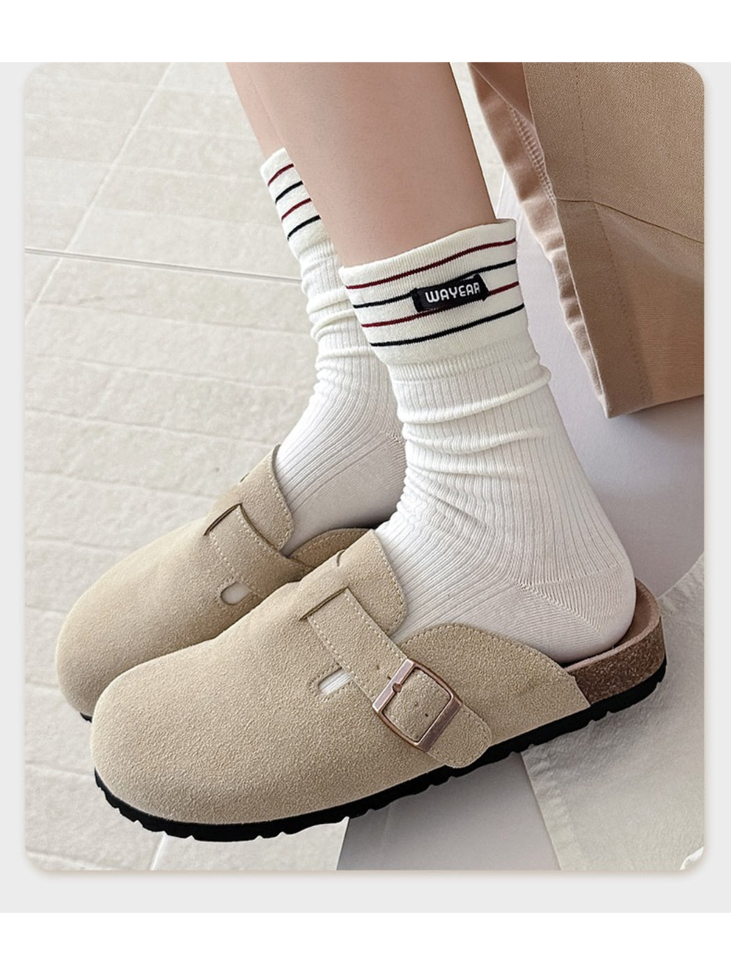 Rufia - Striped Cuff Crew Socks