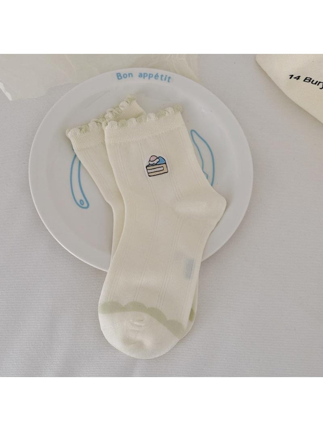 Rufia - Playful Embroidered Ruffle Crew Socks