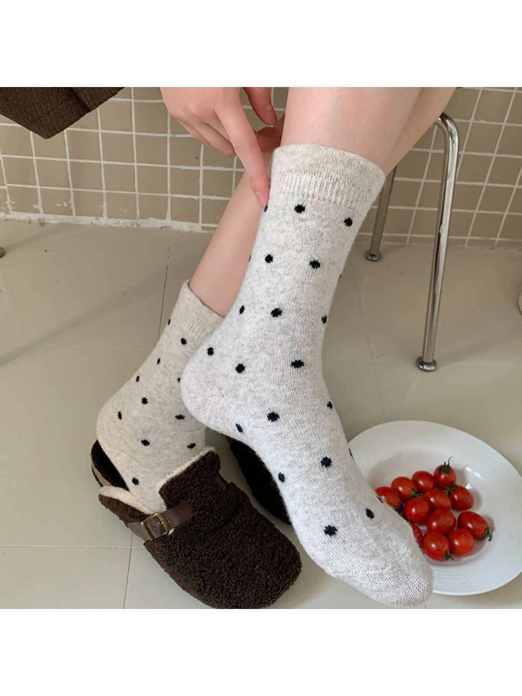 Rufia - Soft Polka Dot Crew Socks