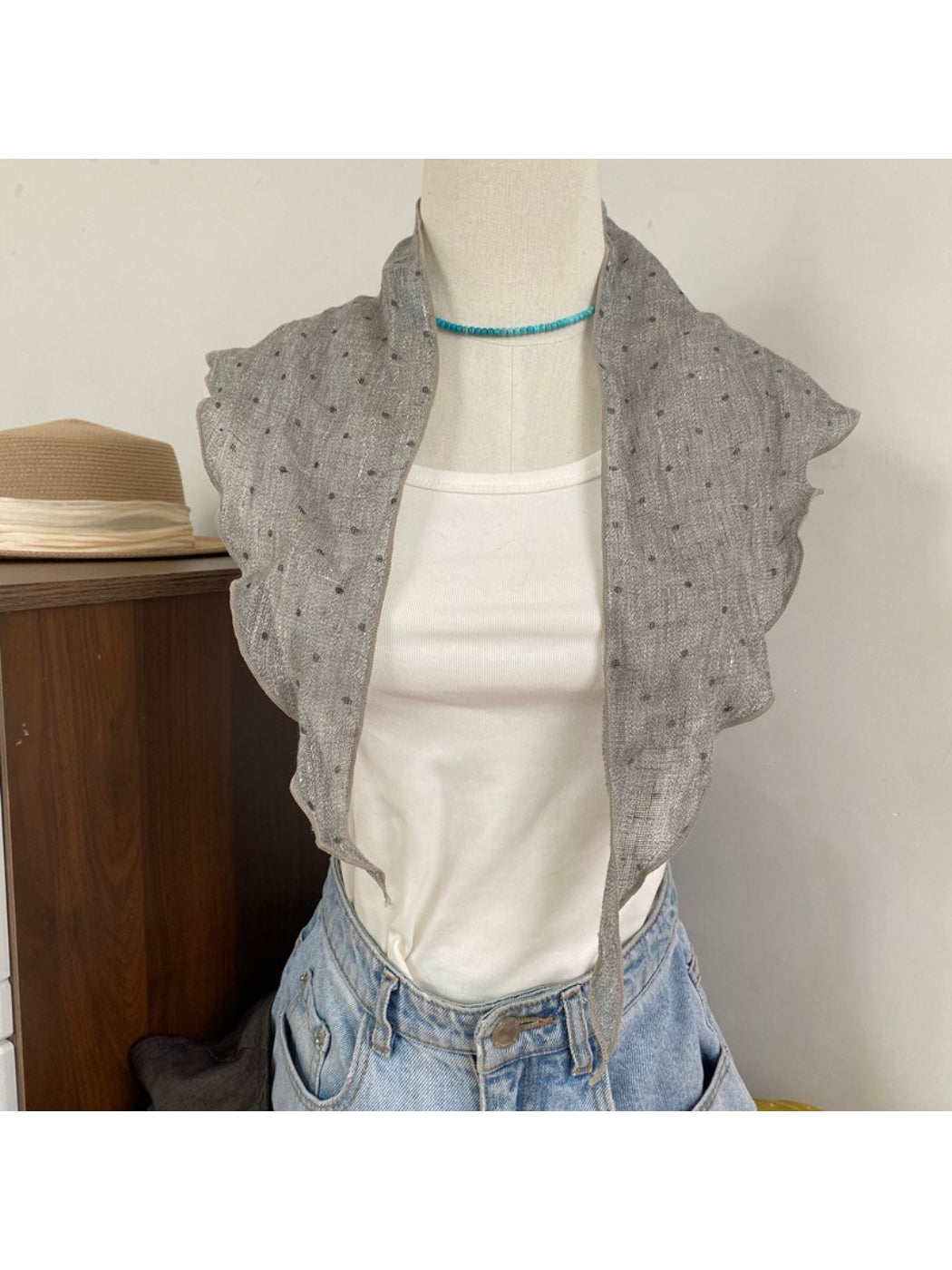 Scarvii - Dotted Sheer Triangle Scarf