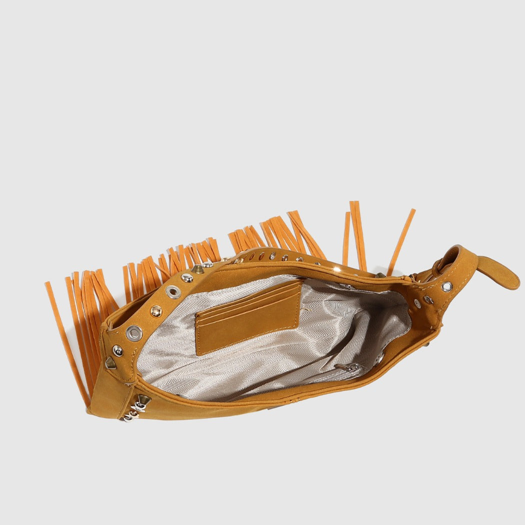 Cosbai - Boho Punk Fringe Shoulder Bag - Blod & Classic