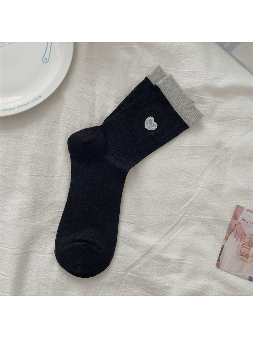 Rufia - Sweet Heart Patch Crew Socks